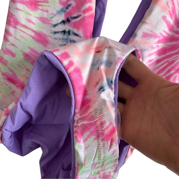 Maaji Deep Scoop Tie Dye Reversible One Piece‎ Swimsuit Small Pink Purple Halter - Picture 5 of 7